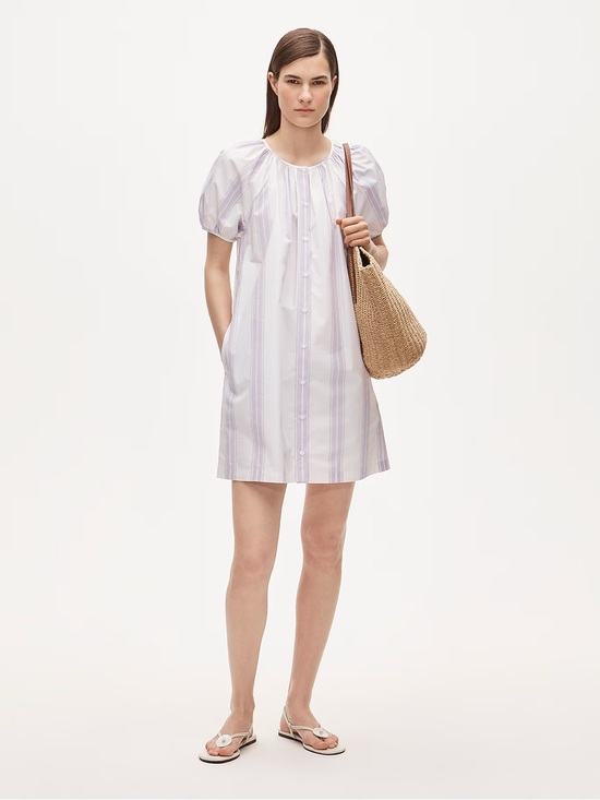 J. Crew Dresses & Skirts - J. Crew Lilac Striped Puff-Sleeve Mini Dress